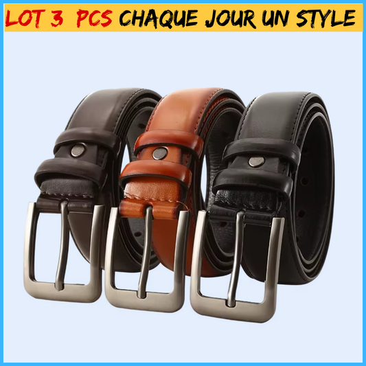 Lot de 3 Ceintures Homme en Cuir