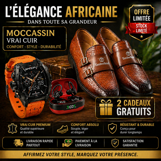 PACK ÉLÉGANCE – MOCCASSIN VRAI CUIR + 2 CADEAUX OFFERTS