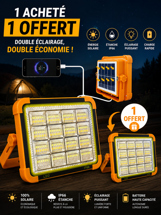 Projecteur Solaire Autonome & Power Bank d'Urgence