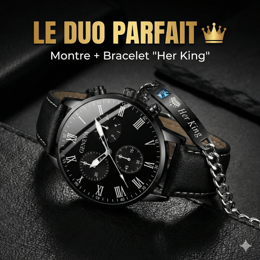 Montre homme élégante avec un bracelet gravé