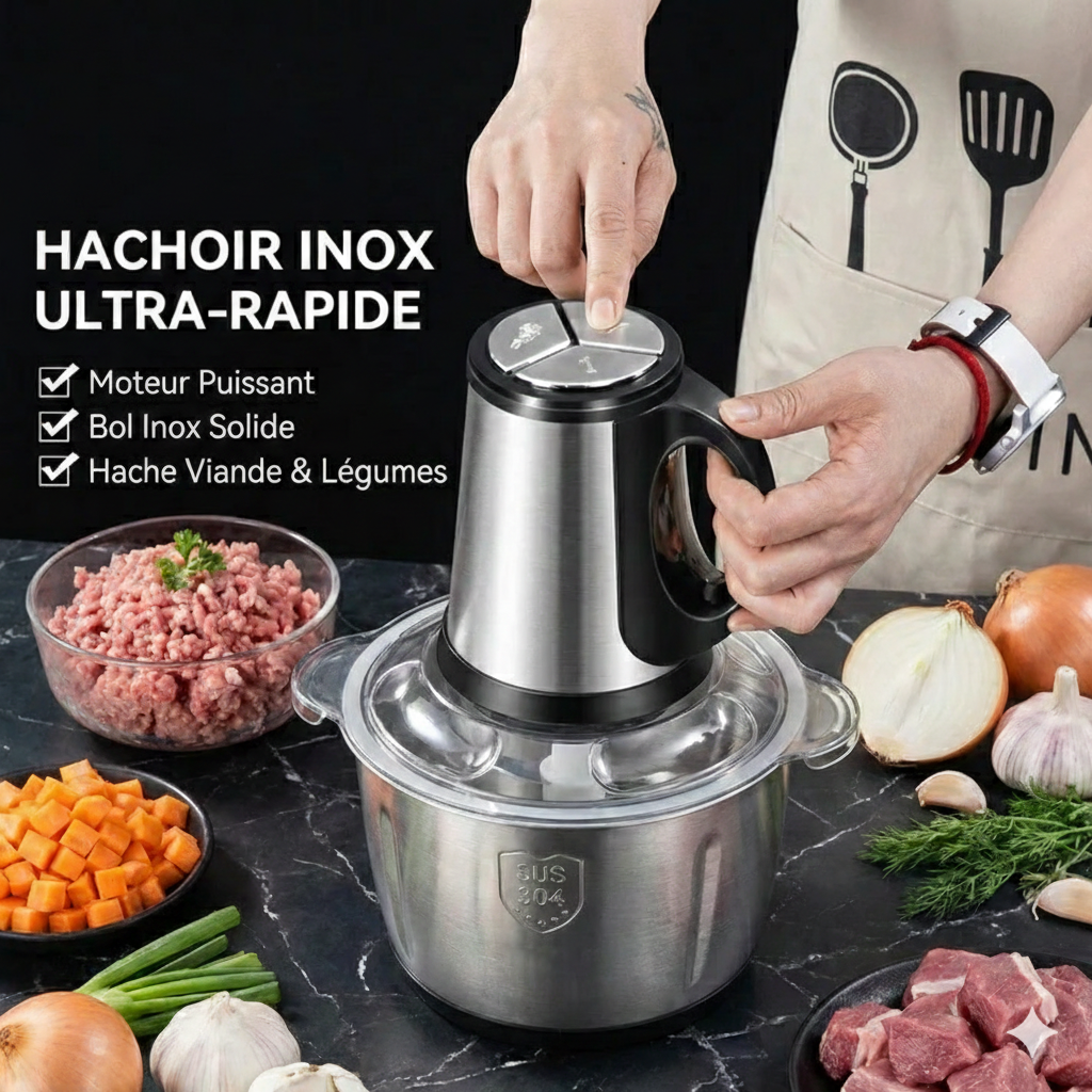 Hachoir alimentaire 3 vitesses en acier inoxydable
