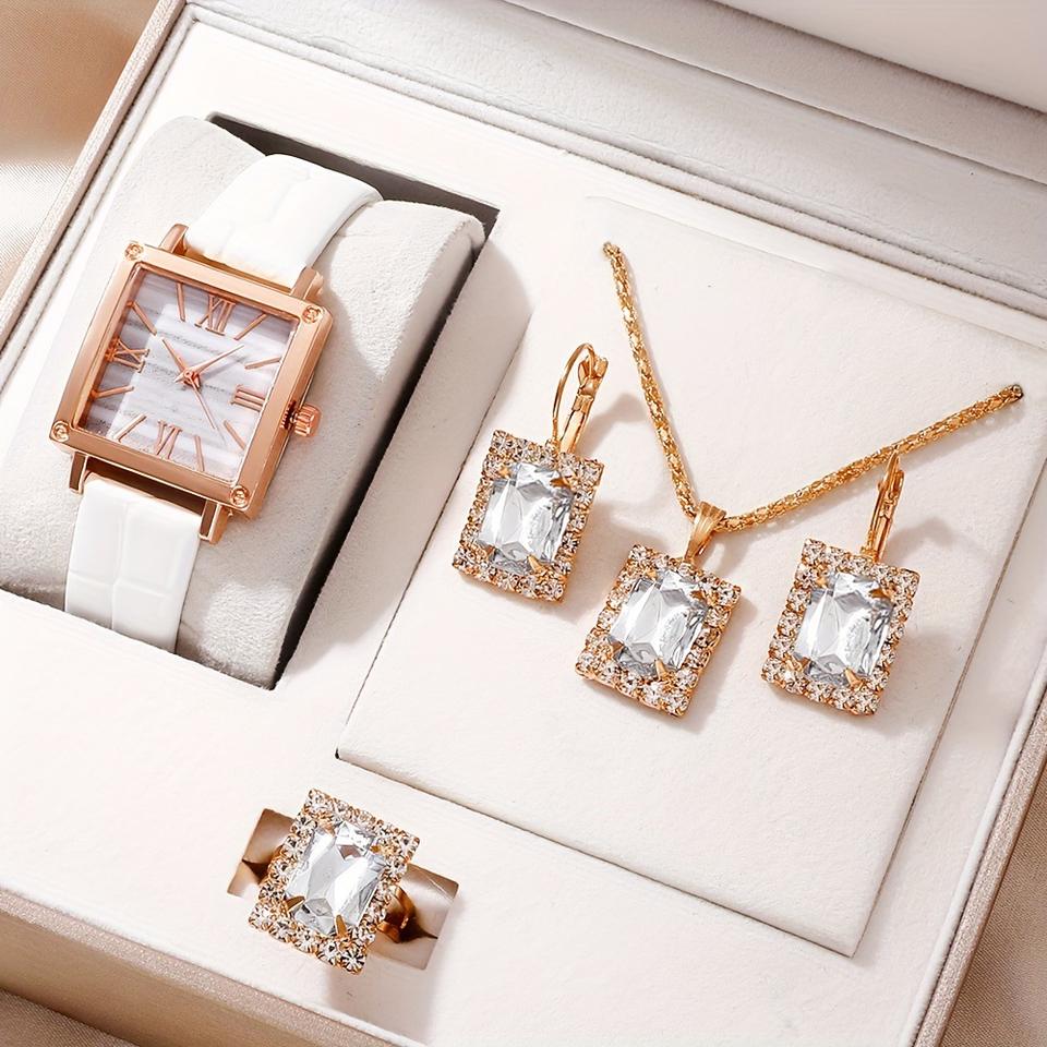 ENSEMBLE MONTRE & BIJOUX LUXE ÉMERAUDE – 5 PIÈCES