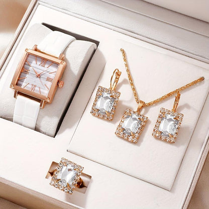ENSEMBLE MONTRE & BIJOUX LUXE ÉMERAUDE – 5 PIÈCES