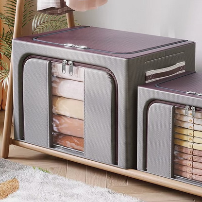 BOÎTE DE RANGEMENT PLIABLE AVEC CADRE EN ACIER – TISSU RÉSISTANT
