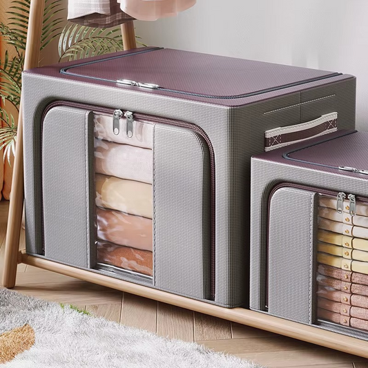 BOÎTE DE RANGEMENT PLIABLE AVEC CADRE EN ACIER – TISSU RÉSISTANT