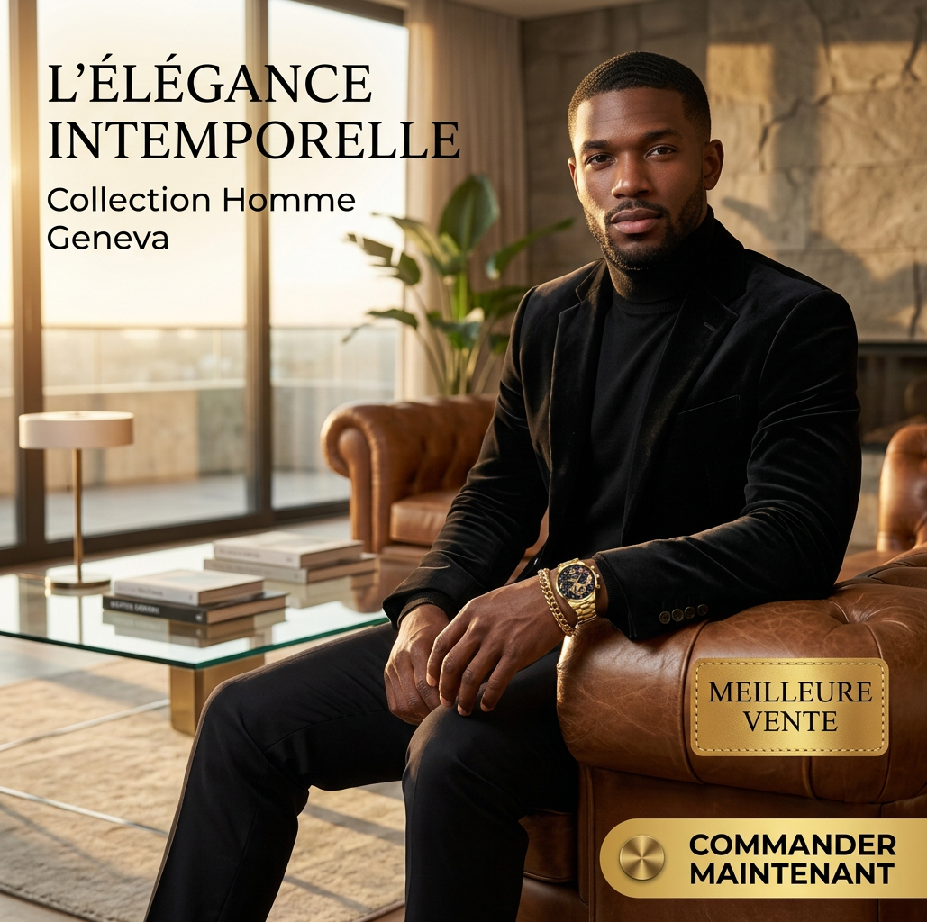 Ensemble Montre Geneva Premium & Bracelet Or - Élégance Masculine