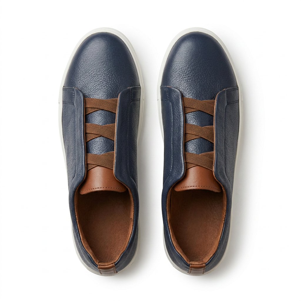 Sneakers Zegna Premium en Cuir Bleu Marine