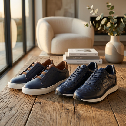 Pack Prestige Navy : Sneakers Cuir & Sport Chic – Élégance Absolue