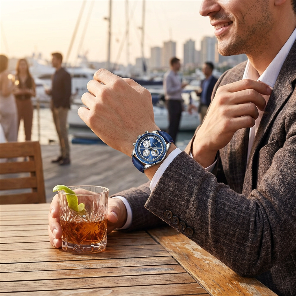 Montre Poedagar 879 Luxe - Cuir Véritable & Chronographe Sport | Brazzaville