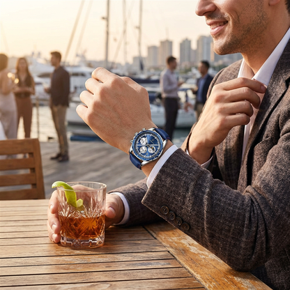 Montre Poedagar 879 Luxe - Cuir Véritable & Chronographe Sport | Brazzaville
