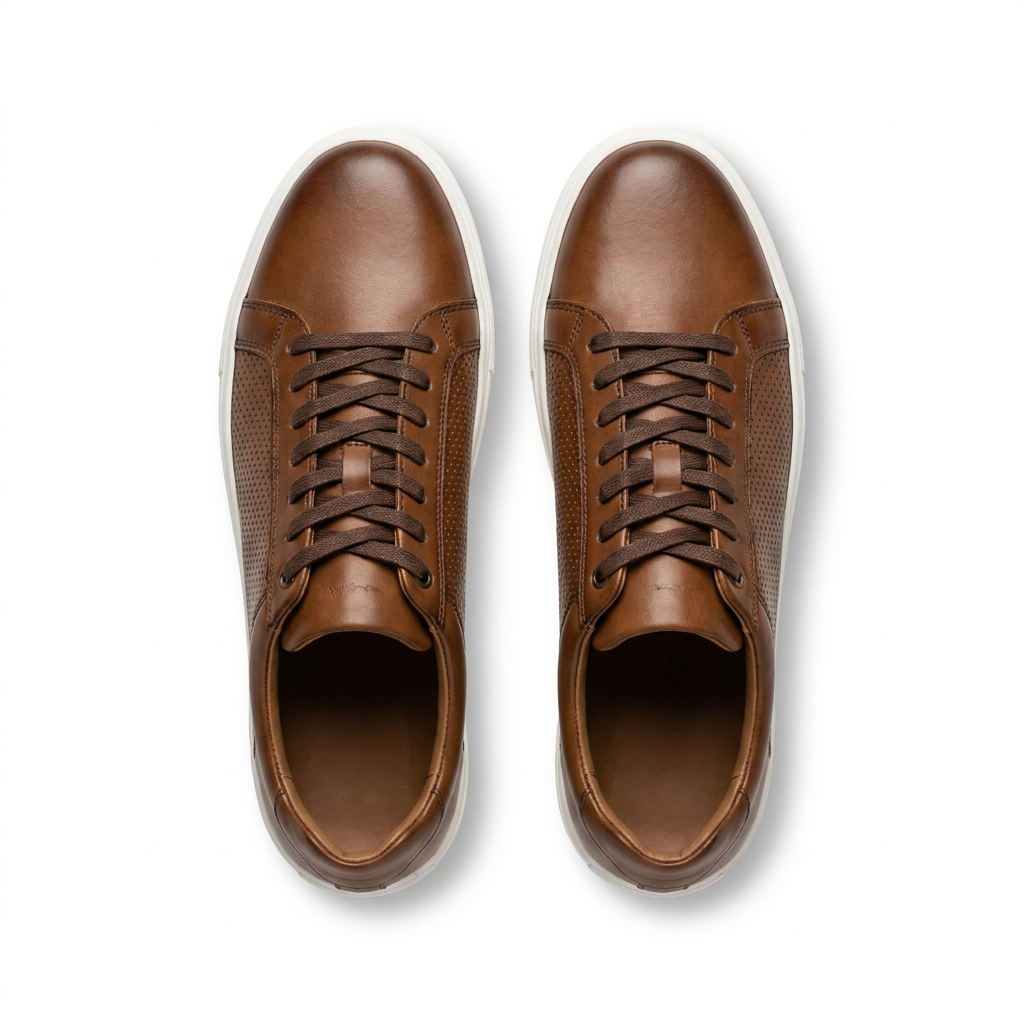 Sneakers Premium en Cuir Cognac - Élégance Urbaine & Confort Absolu