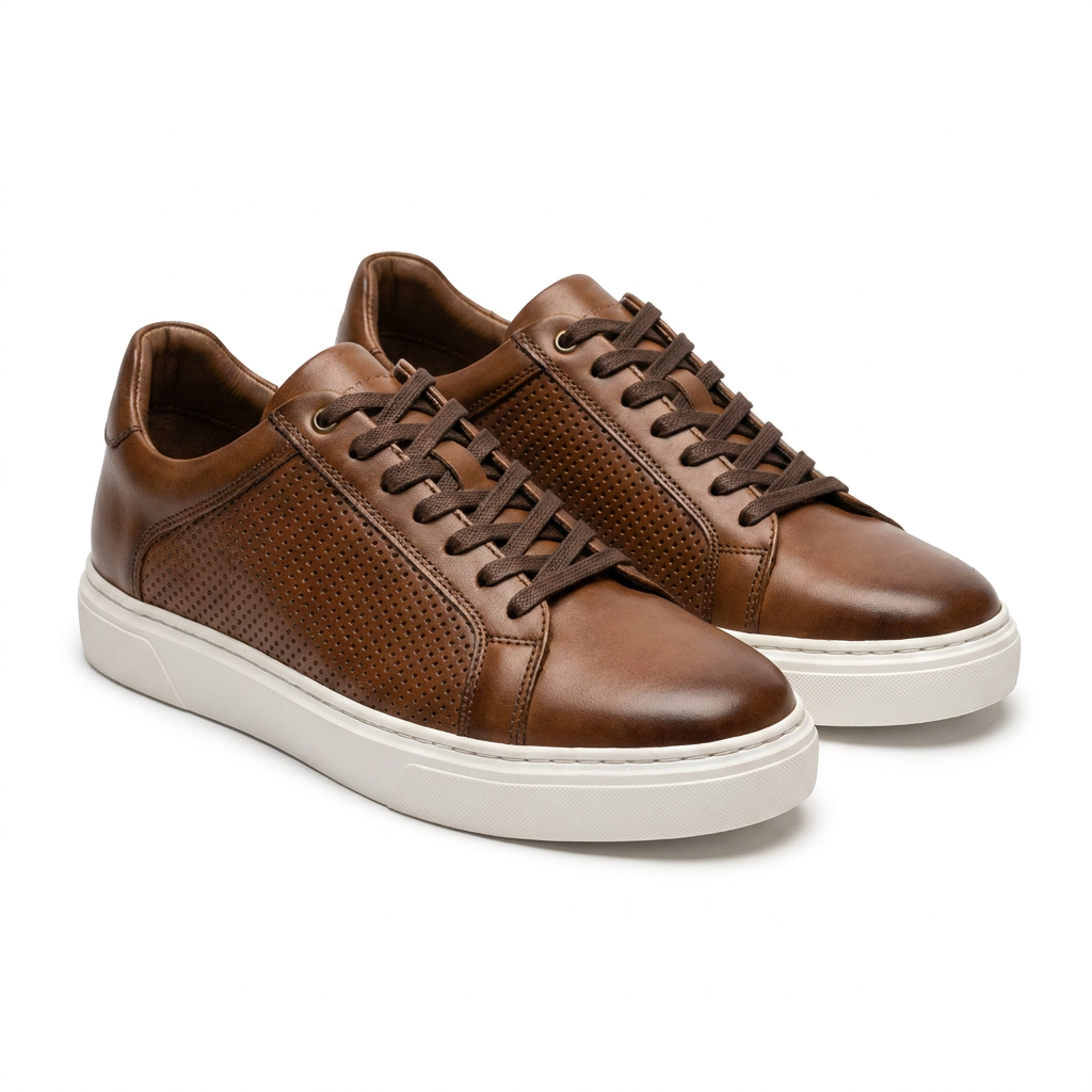 Sneakers Premium en Cuir Cognac - Élégance Urbaine & Confort Absolu
