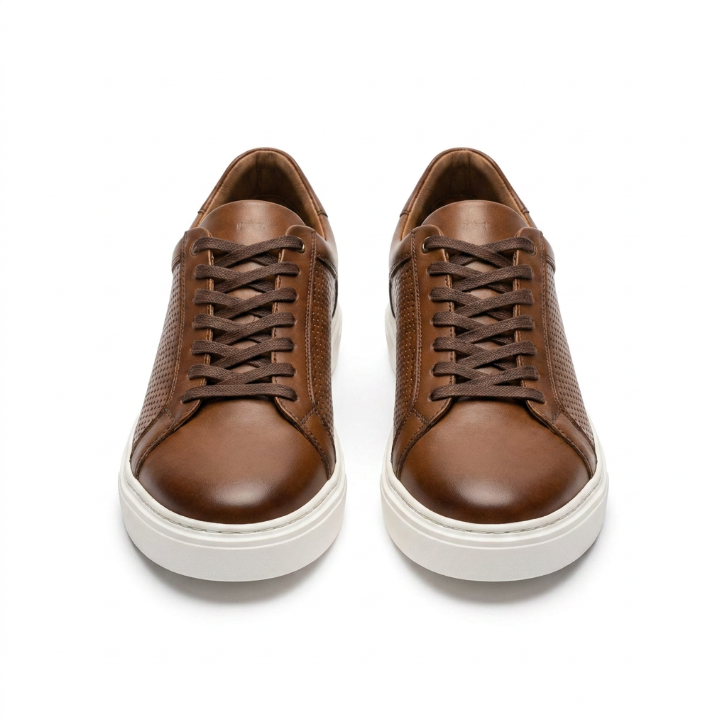 Sneakers Premium en Cuir Cognac - Élégance Urbaine & Confort Absolu