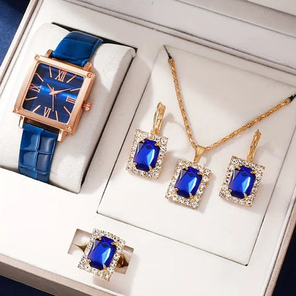 Parure Royale Émeraude Noire & Or – Montre Vintage et Bijoux Femme
