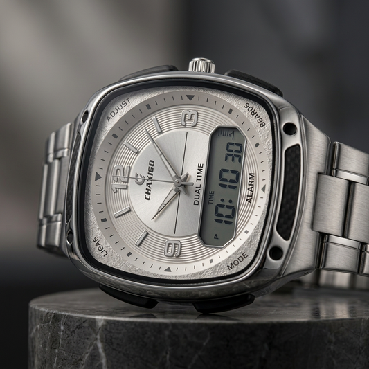 Montre CHAXIGO 6137 – Élégance Acier & Double Affichage | Exclusivité Congo