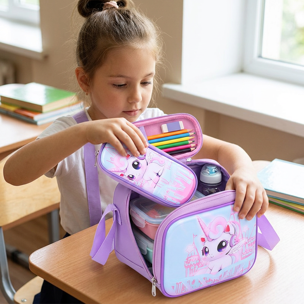 Pack Scolaire Premium Licorne 3-en-1 - Imperméable & Ergonomique