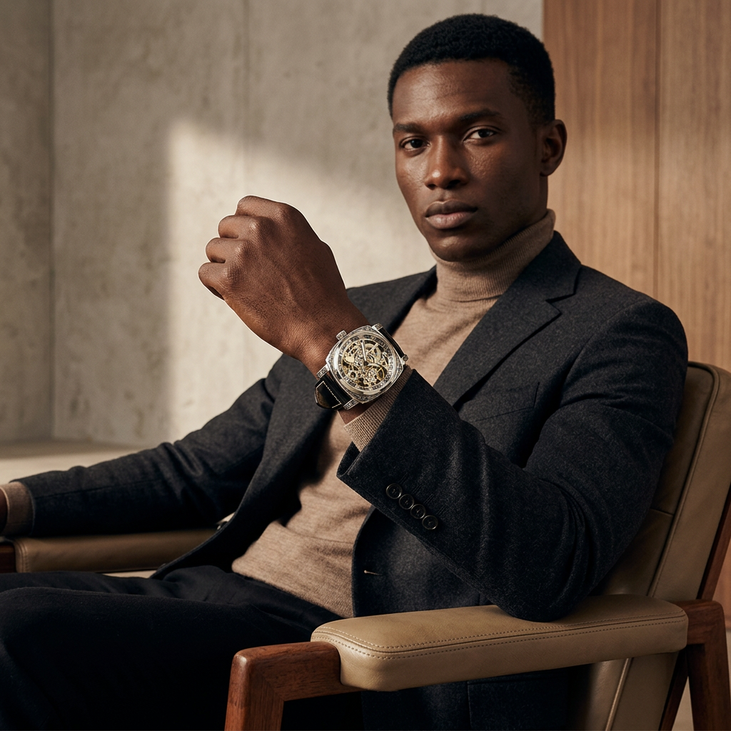 Montre Squelette Impériale – Luxe Automatique & Design Gravé