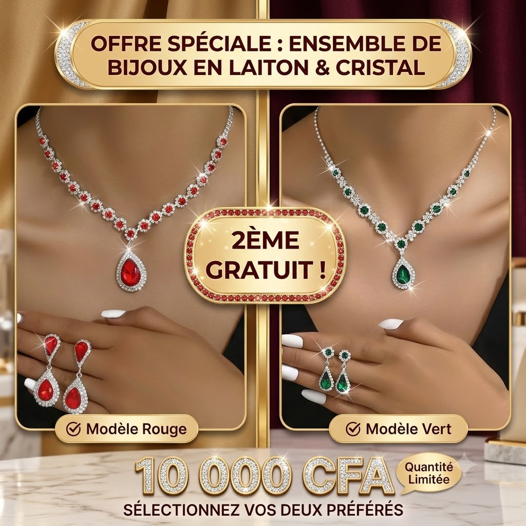 💎 Ensemble de Bijoux en Laiton & Cristal et 2eme gratuit