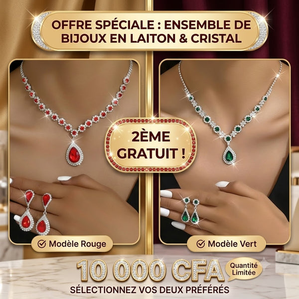 💎 Ensemble de Bijoux en Laiton & Cristal et 2eme gratuit