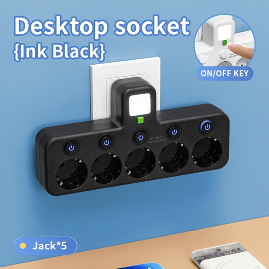Multiprise AC avec Prise 5 & Interrupteur Séparé – Station de Charge Compacte