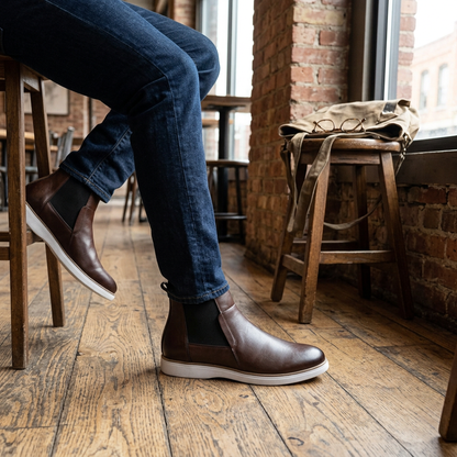 Chelsea Boots Homme Premium en Cuir Marron – Confort & Style au Congo