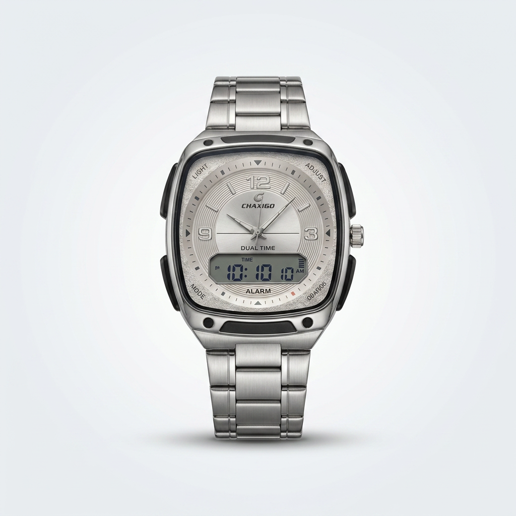 Montre CHAXIGO 6137 – Élégance Acier & Double Affichage | Exclusivité Congo