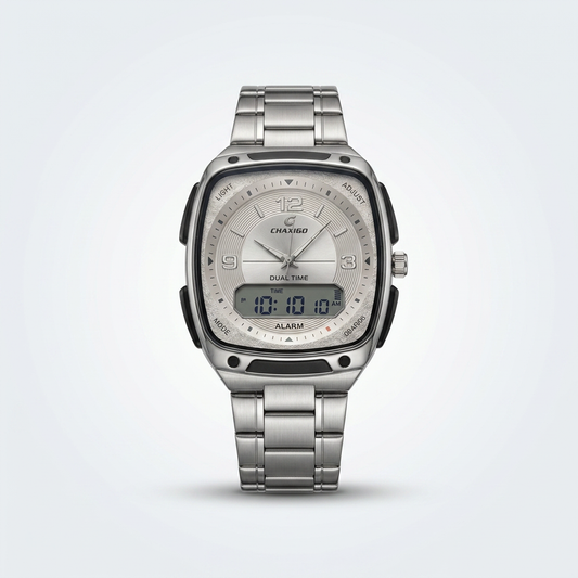 Montre CHAXIGO 6137 – Élégance Acier & Double Affichage | Exclusivité Congo