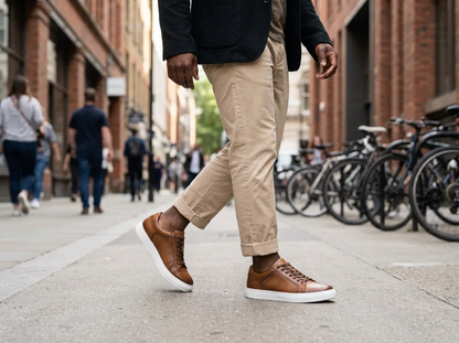 Sneakers Premium en Cuir Cognac - Élégance Urbaine & Confort Absolu