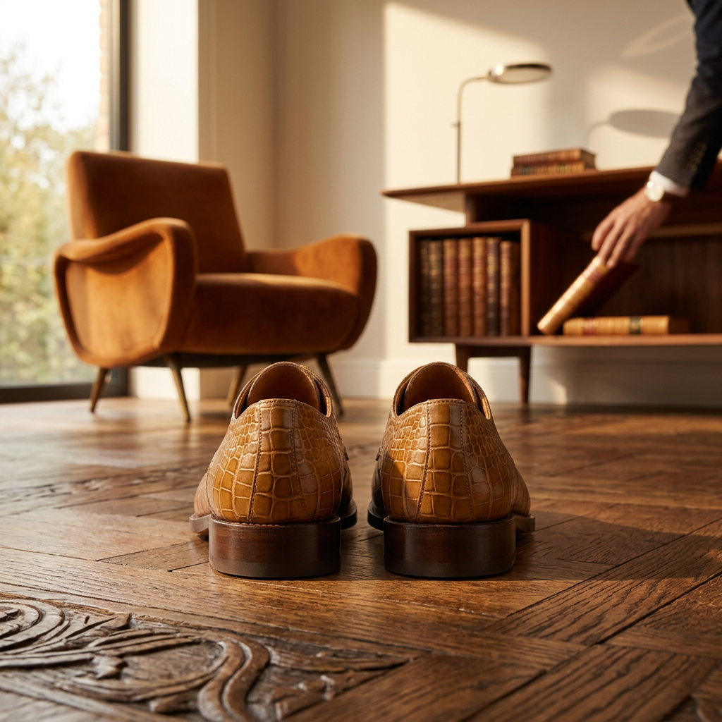 Chaussures Oxford Premium Effet Croco – Élégance & Distinction Brazzaville
