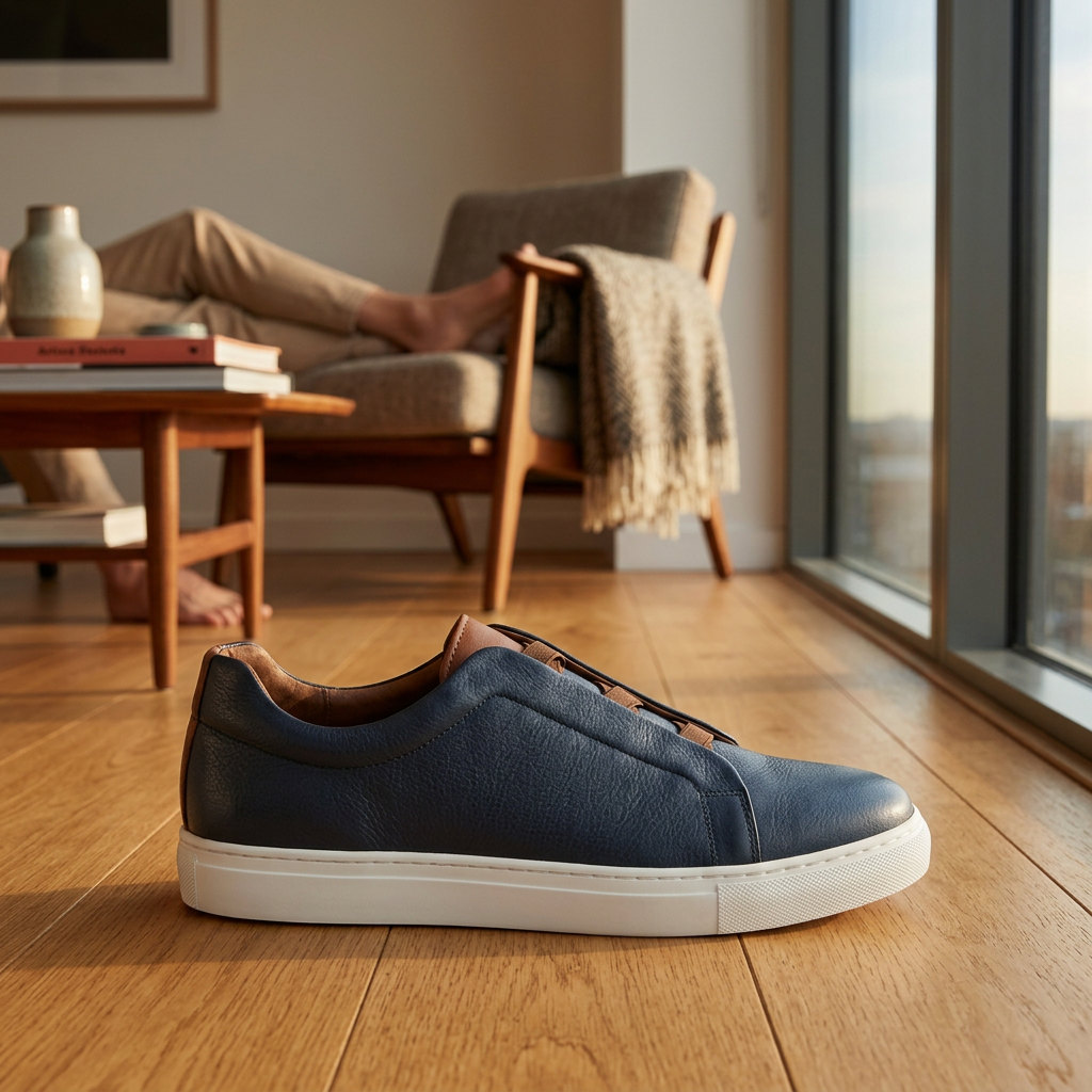 Sneakers Zegna Premium en Cuir Bleu Marine