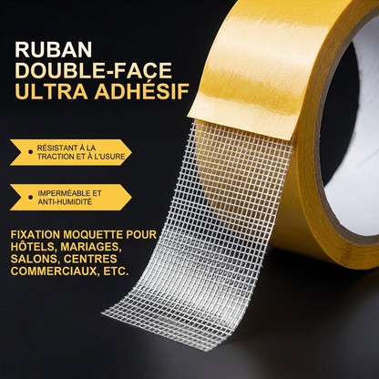 Pack 3 Rouleaux Ruban Adhésif Maille Robuste – Fixation Extrême Tapis & Meubles