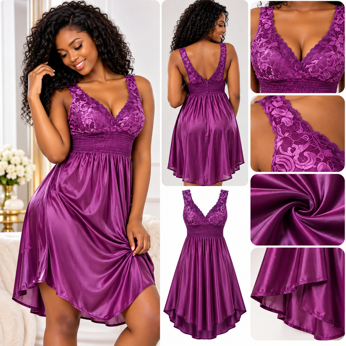 la robe  royale Satin & Dentelle Royale – Douceur et Élégance
