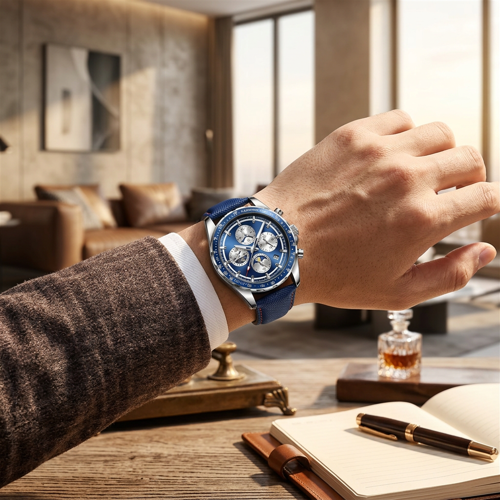 Montre Poedagar 879 Luxe - Cuir Véritable & Chronographe Sport | Brazzaville