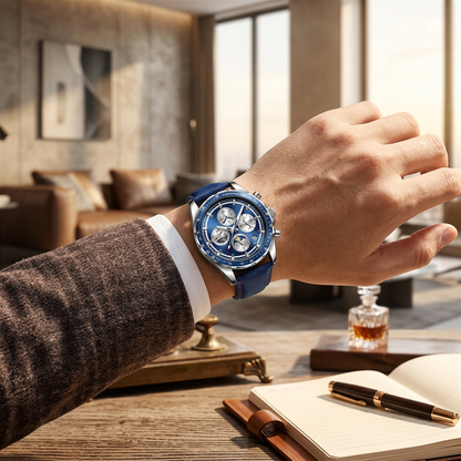 Montre Poedagar 879 Luxe - Cuir Véritable & Chronographe Sport | Brazzaville