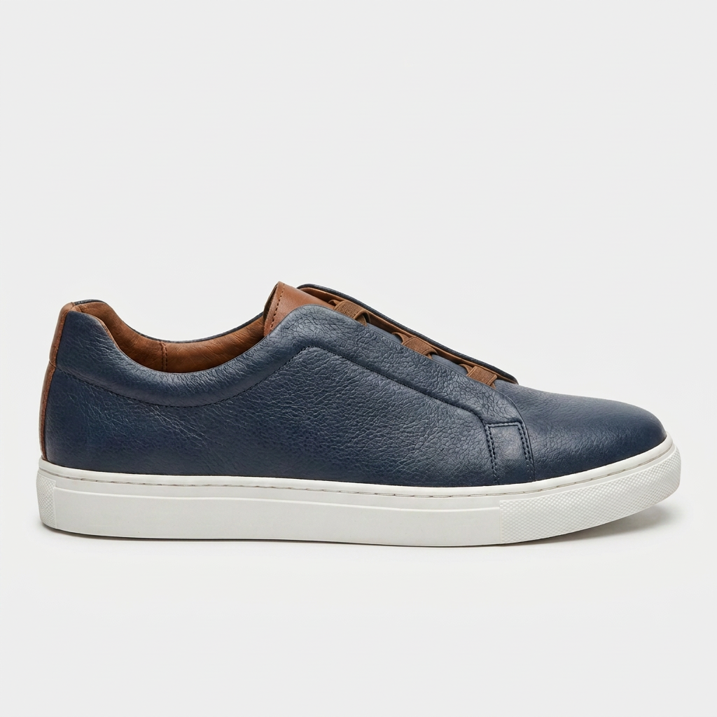 Sneakers Zegna Premium en Cuir Bleu Marine