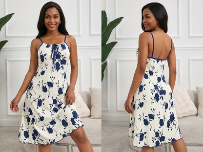 Robe de nuit longue fleurie pour femme – Élégance & confort
