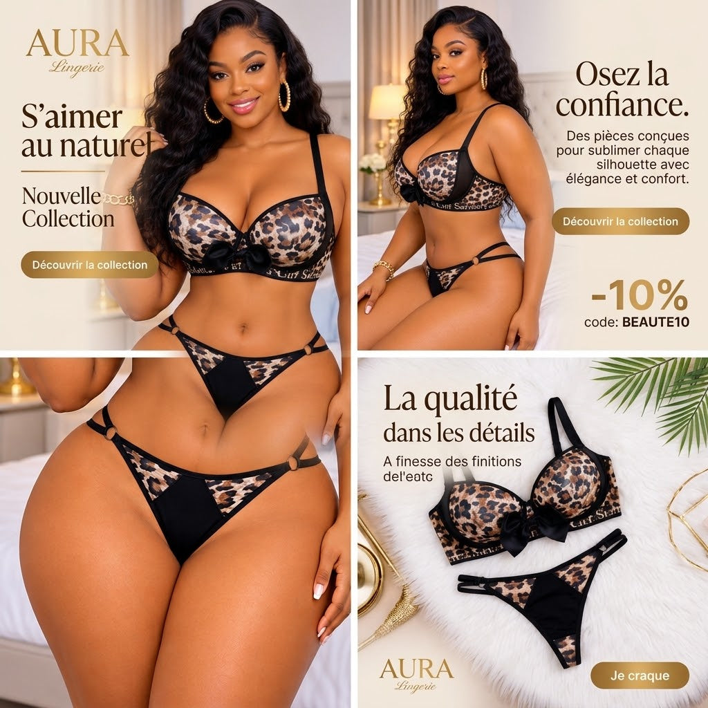 Ensemble Lingerie Aura Glamour – Collection Léopard 2026