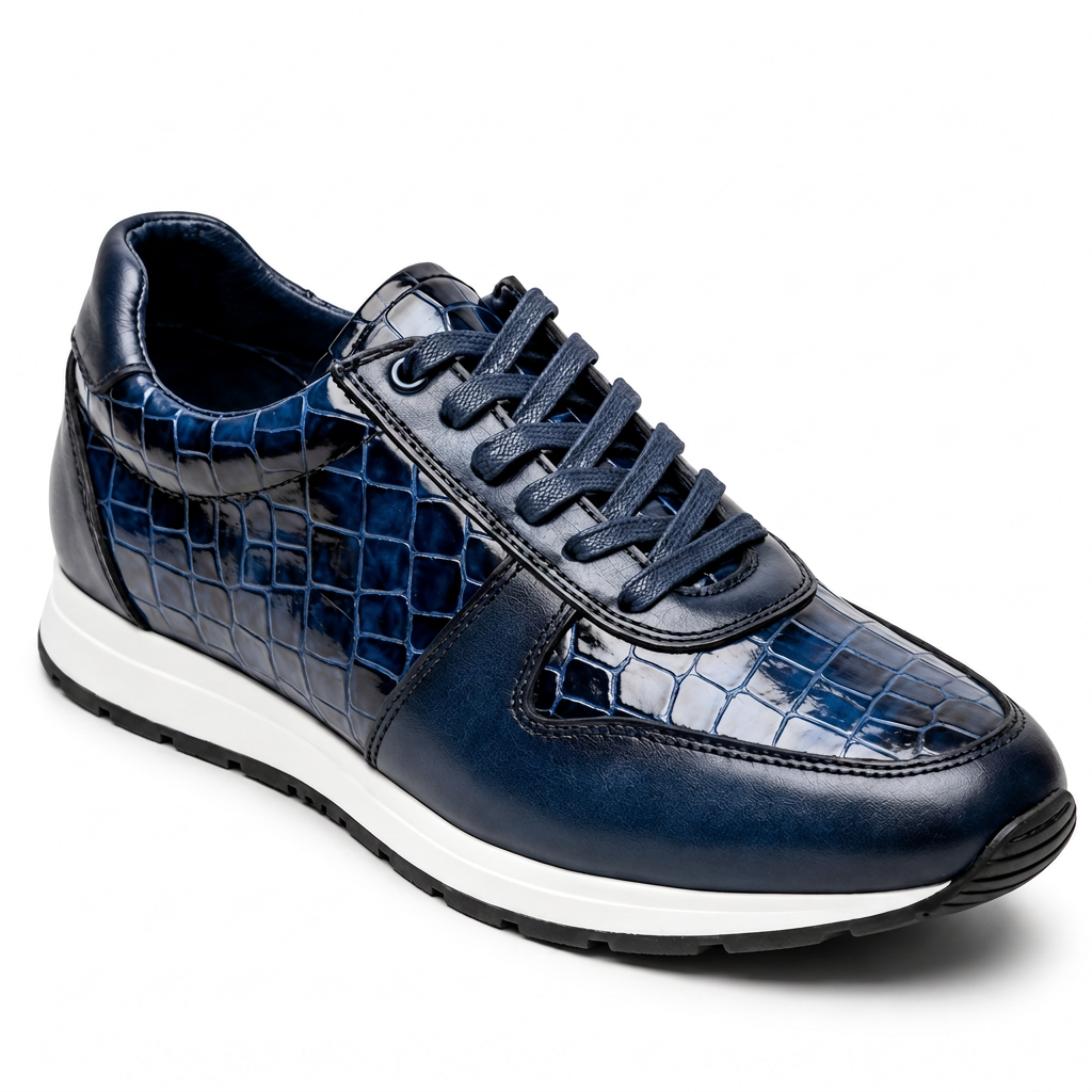 Sneakers BERLUTI Luxe en Cuir Bleu Crocodile