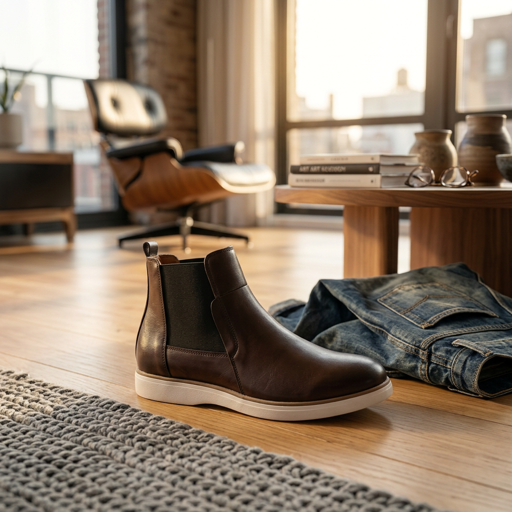 Chelsea Boots Homme Premium en Cuir Marron – Confort & Style au Congo