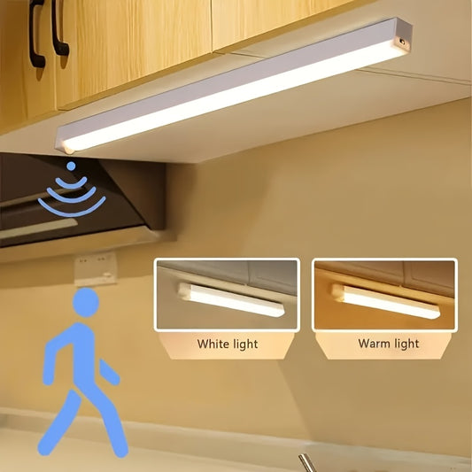 Barre Lumineuse d’Armoire à Induction Intelligente – Capteur de Mouvement Humain, Rechargeable USB