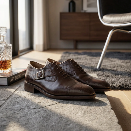 Chaussures Richelieu Premium en Cuir Marron - Élégance Masculine Congo