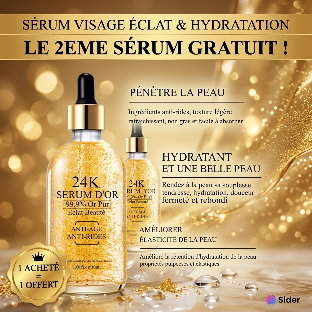 SÉRUM VISAGE ÉCLAT & HYDRATATION  ET 2 EME SERUM GRATUIT