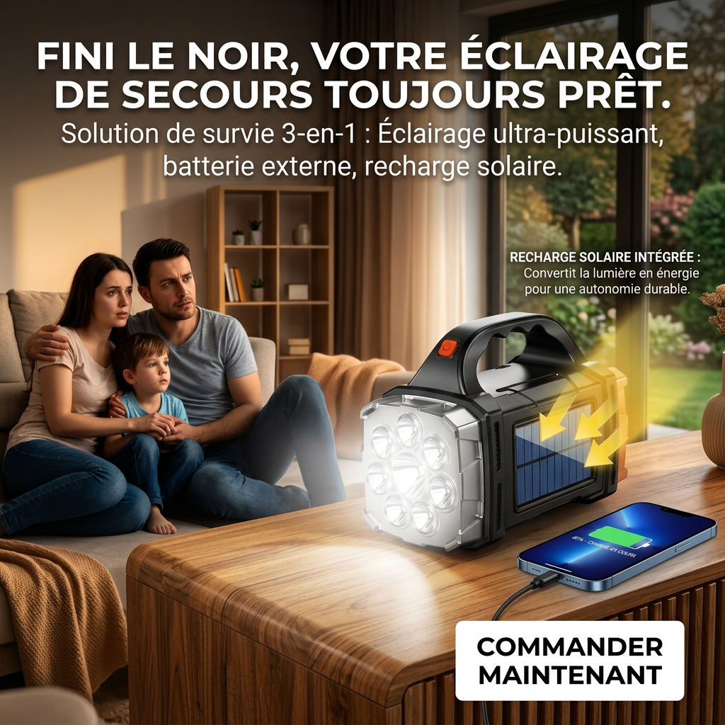 Lanterne Solaire 3-en-1 Ultra Puissante