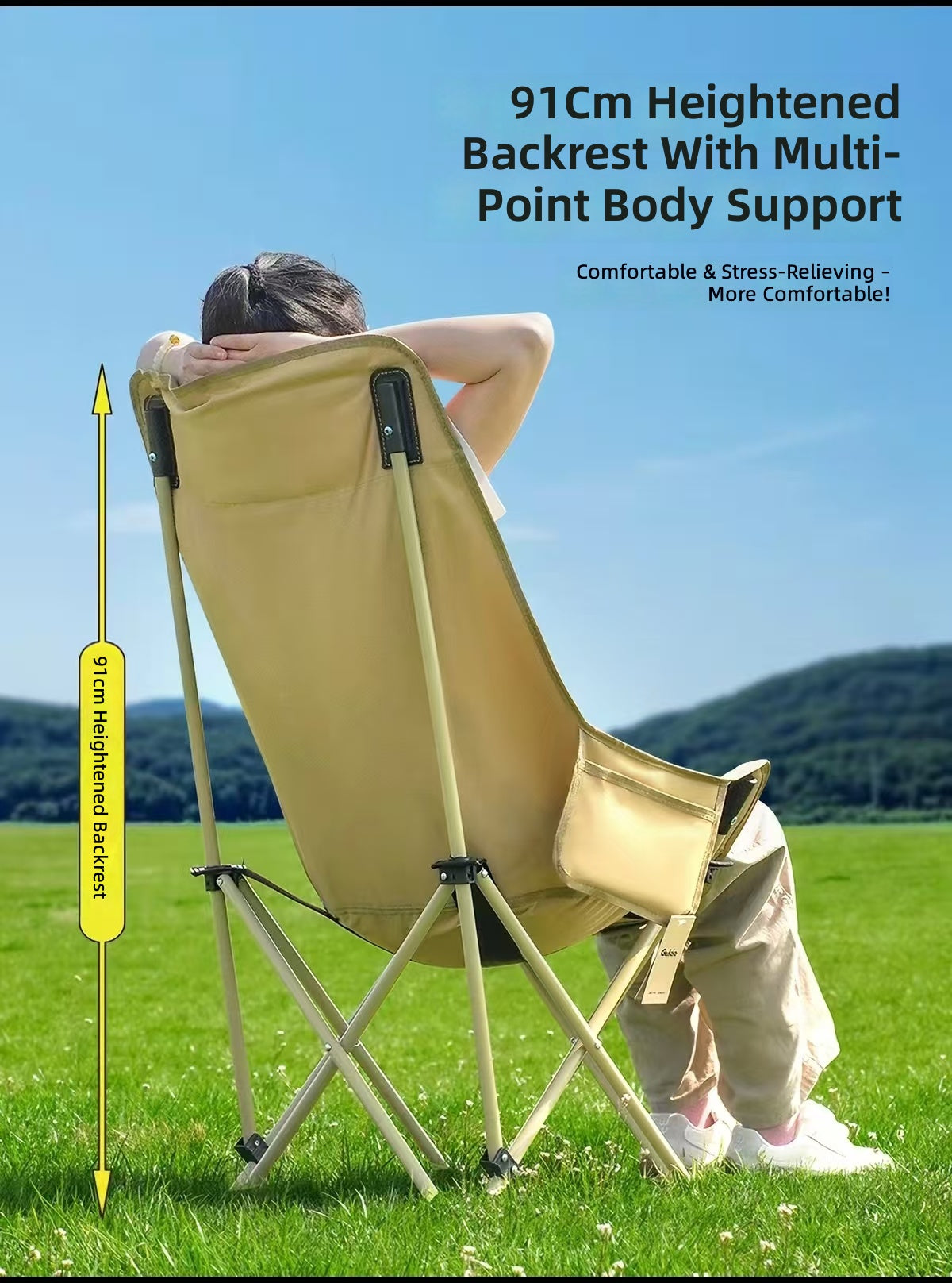 Chaise de Camping Grand Confort Premium – Dossier 91cm & Structure Renforcée