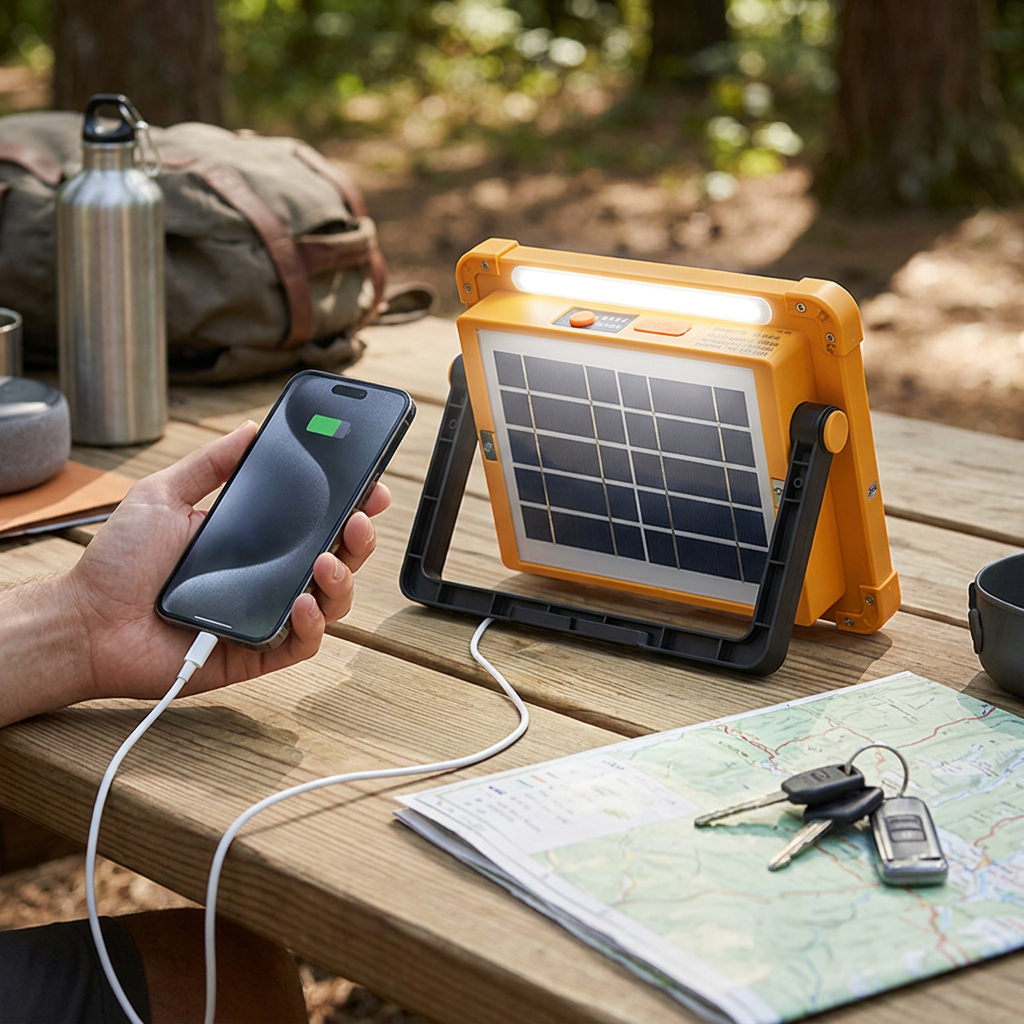 Projecteur Solaire LED Multi-Fonctions  – Éclairage & Powerbank
