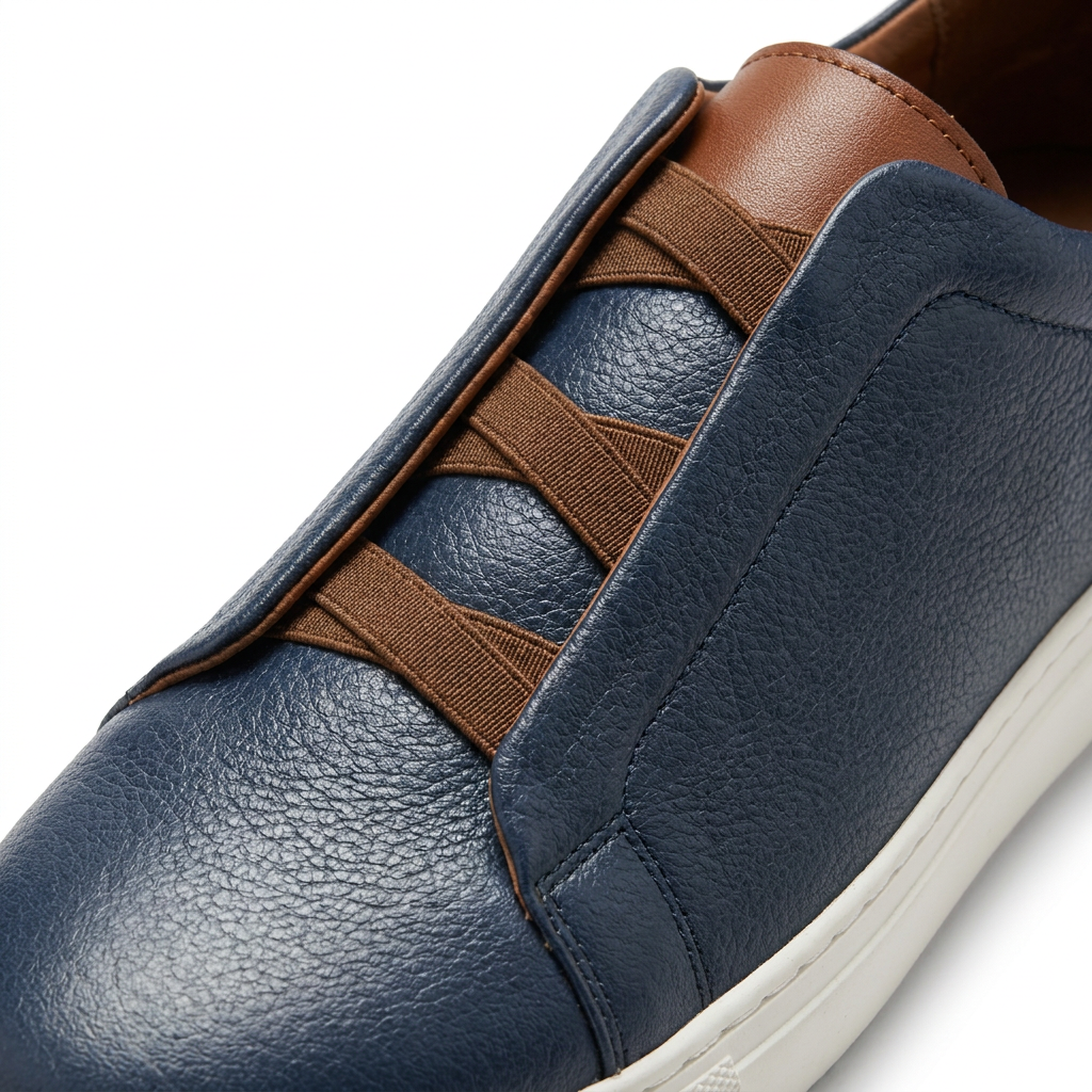 Sneakers Zegna Premium en Cuir Bleu Marine
