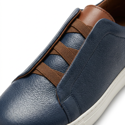 Sneakers Zegna Premium en Cuir Bleu Marine
