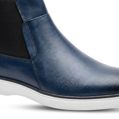 Chelsea Boots Modernes en Cuir Bleu Marine – Élégance & Confort Urbain