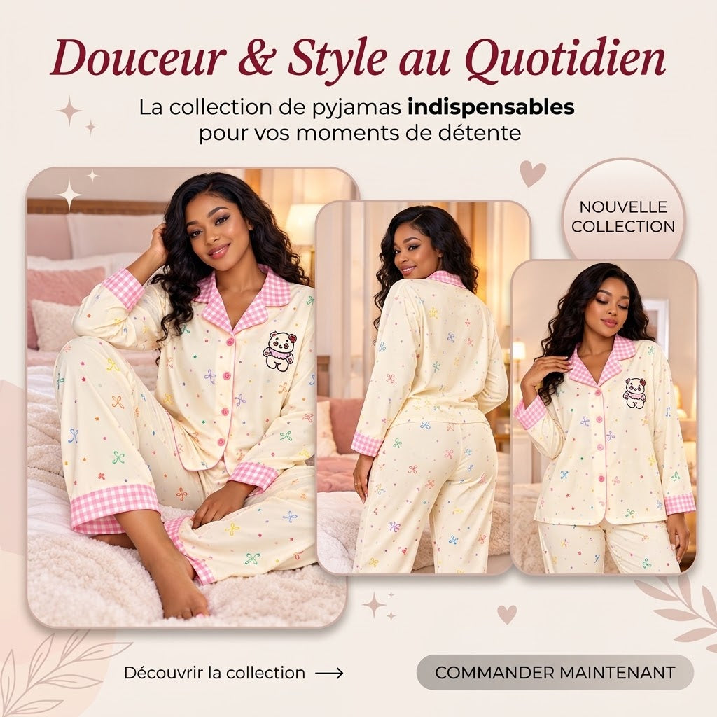 Pyjama Premium "Douceur de Cœur" – Confort & Élégance | Collection 2026