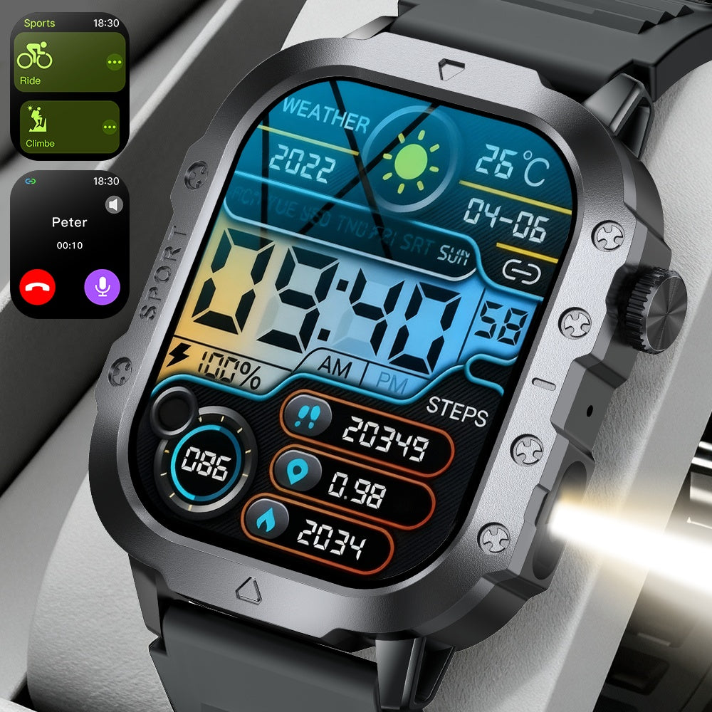 Smartwatch Tactique Multi-Fonctions | Performance & Santé au Poignet